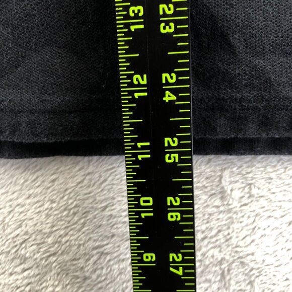 Izod Mens Double Pique Rugby Polo Shirt Medium Black Long Sleeve Classic Casual - Picture 6 of 11